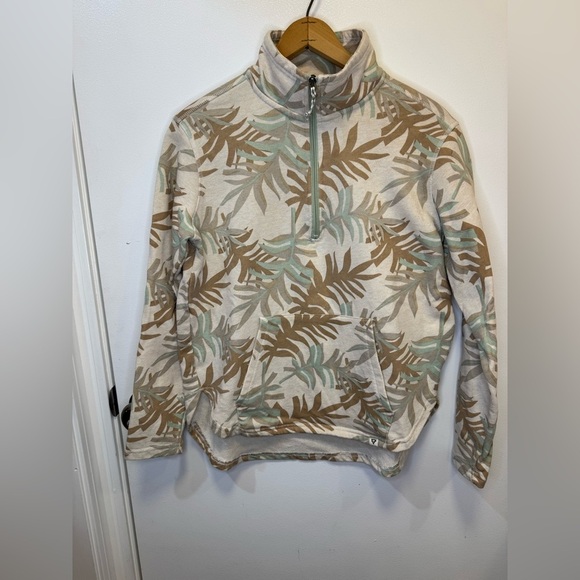 Life Integrity Earth women quarter zip oversized sweatshirt floral beige size m - Picture 4 of 16